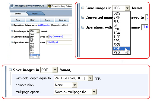  Convert FPX to PDF. Avaible settings for PDF file format.